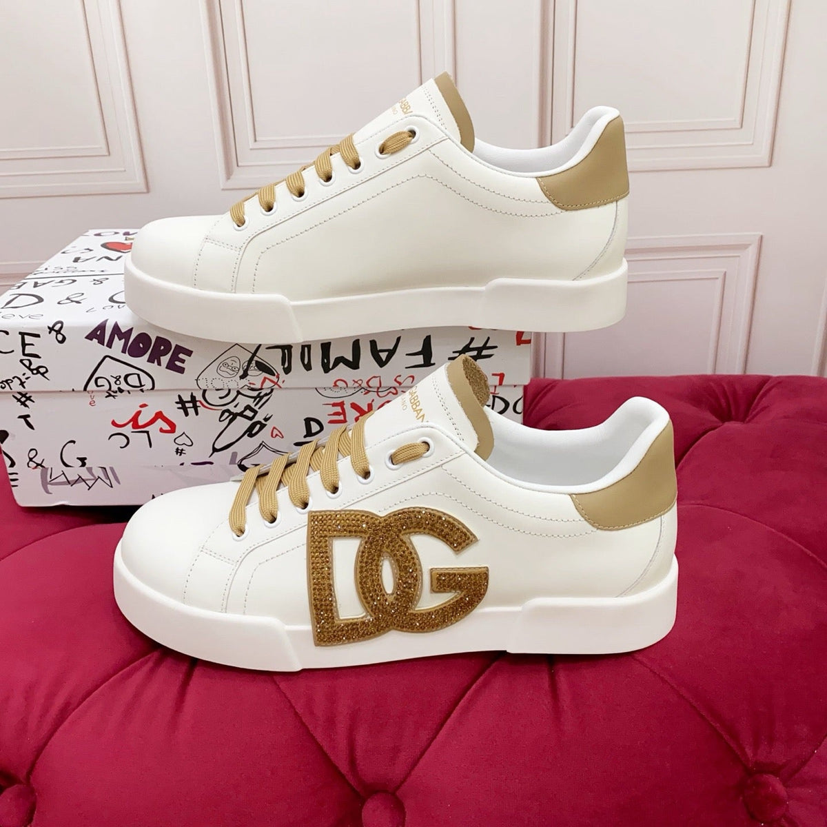 D*G  Luxury Genuine Leather Casual Sneakers - Italian Designer Unisex Shoes