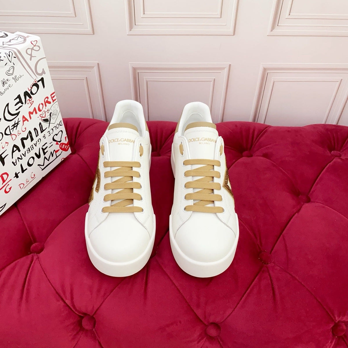 D*G  Luxury Genuine Leather Casual Sneakers - Italian Designer Unisex Shoes