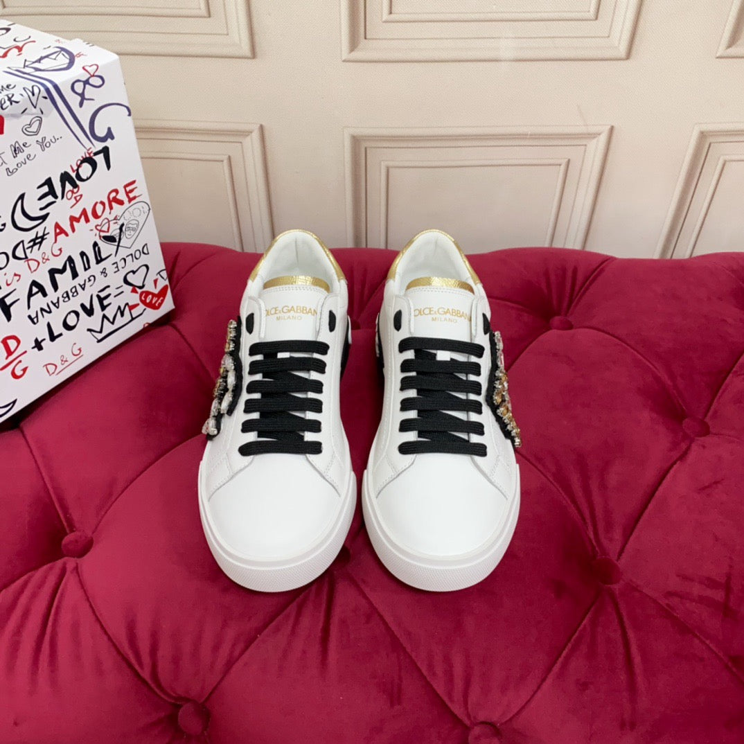 D*G  Premium Leather Casual Sneakers - Designer Unisex Shoes in 4 Styles