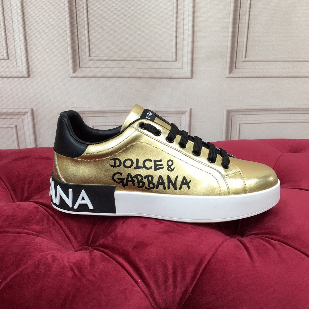 D*G Luxury Genuine Leather Casual Sneakers - Italian Designer Unisex Shoes