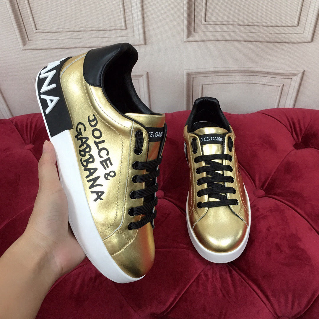 D*G Luxury Genuine Leather Casual Sneakers - Italian Designer Unisex Shoes