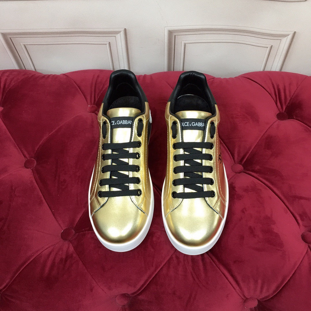D*G Luxury Genuine Leather Casual Sneakers - Italian Designer Unisex Shoes
