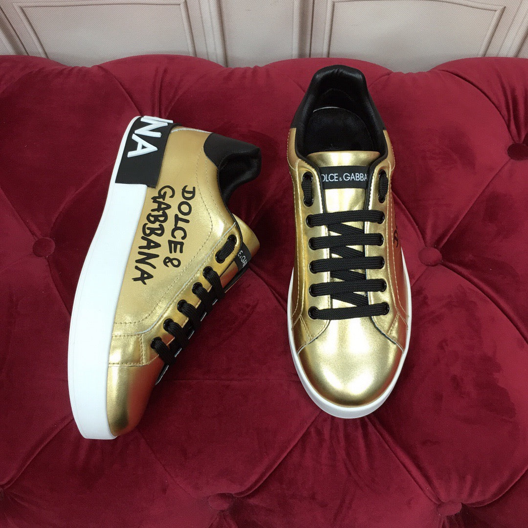 D*G Luxury Genuine Leather Casual Sneakers - Italian Designer Unisex Shoes