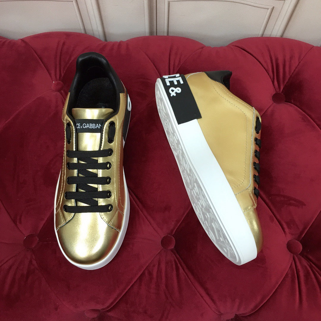 D*G Luxury Genuine Leather Casual Sneakers - Italian Designer Unisex Shoes