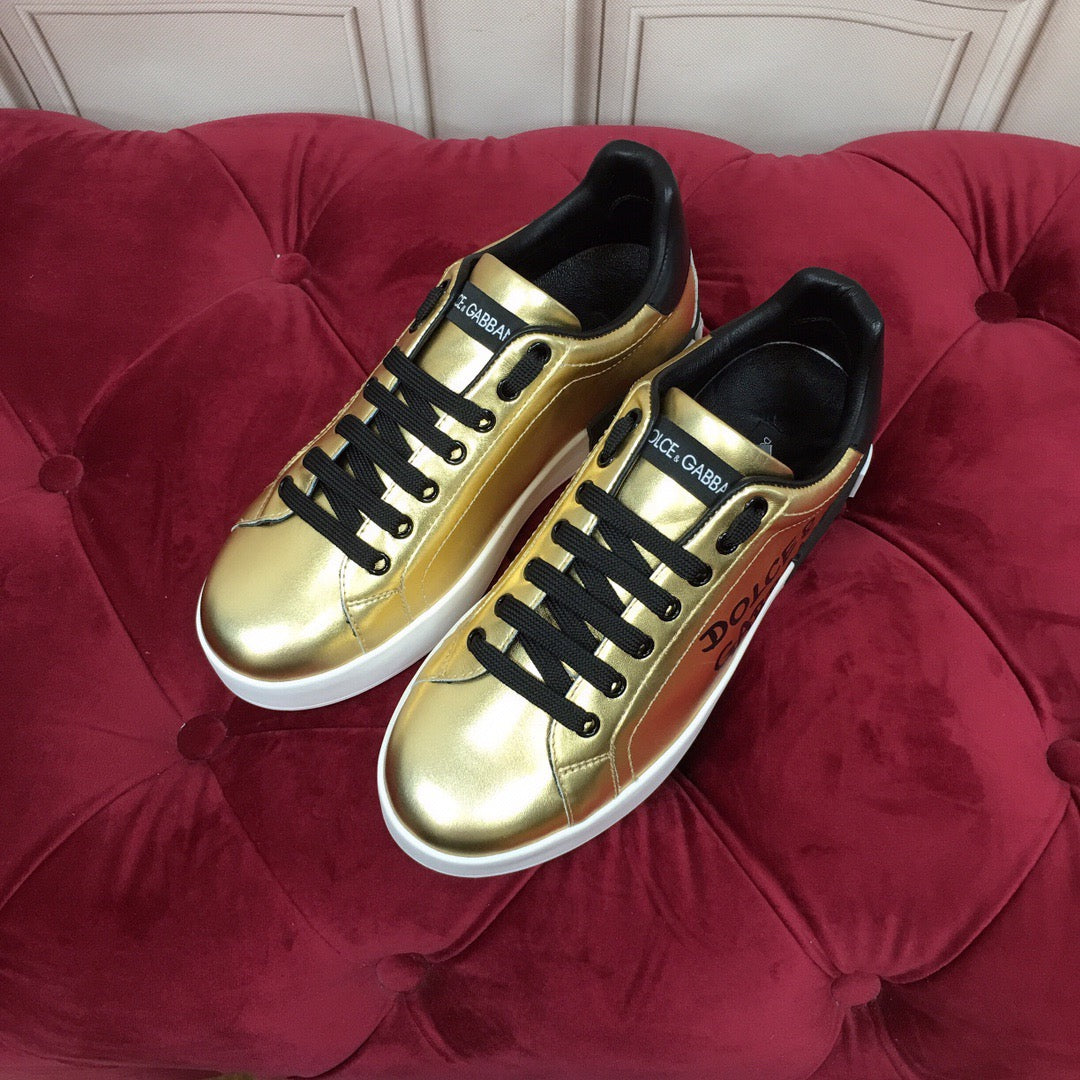 D*G Luxury Genuine Leather Casual Sneakers - Italian Designer Unisex Shoes