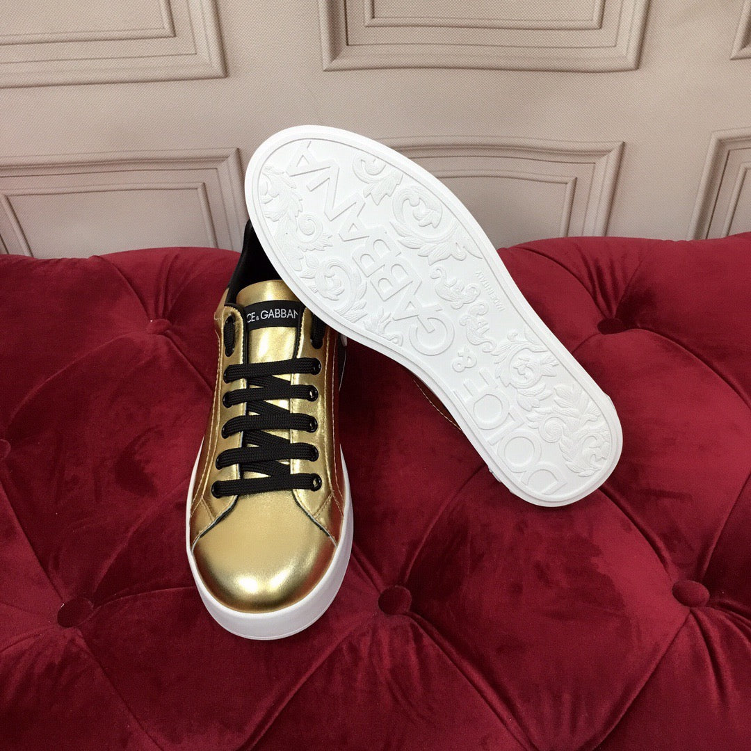 D*G Luxury Genuine Leather Casual Sneakers - Italian Designer Unisex Shoes