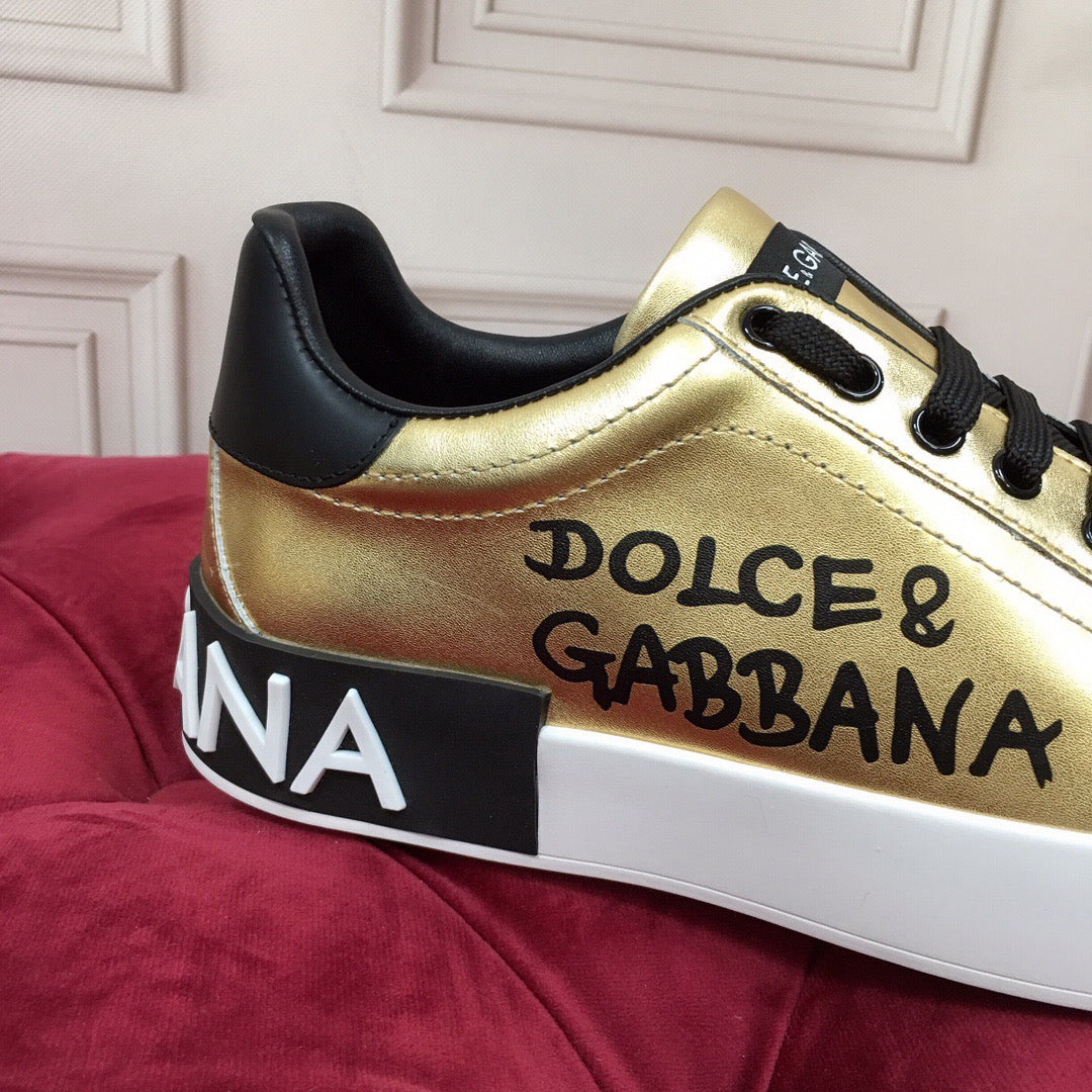D*G Luxury Genuine Leather Casual Sneakers - Italian Designer Unisex Shoes