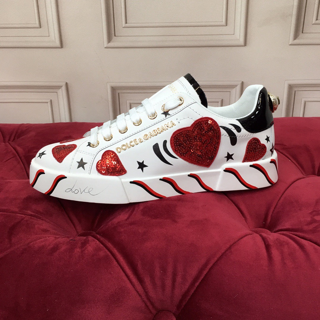 D*G Luxury Genuine Leather Casual Sneakers - Italian Designer Unisex Shoes