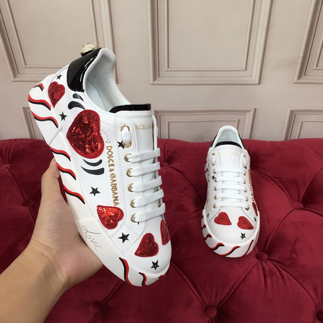 D*G Luxury Genuine Leather Casual Sneakers - Italian Designer Unisex Shoes