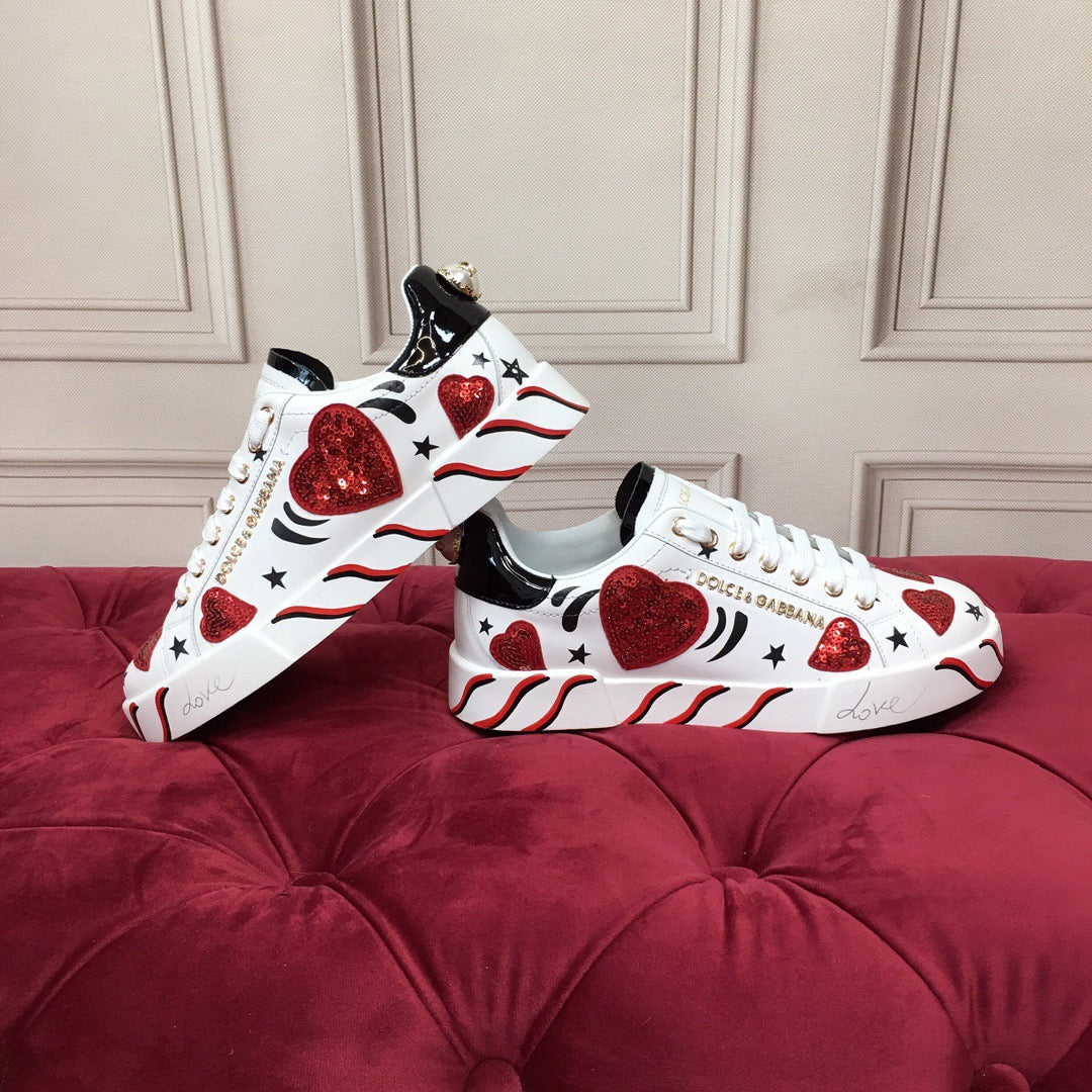 D*G Luxury Genuine Leather Casual Sneakers - Italian Designer Unisex Shoes