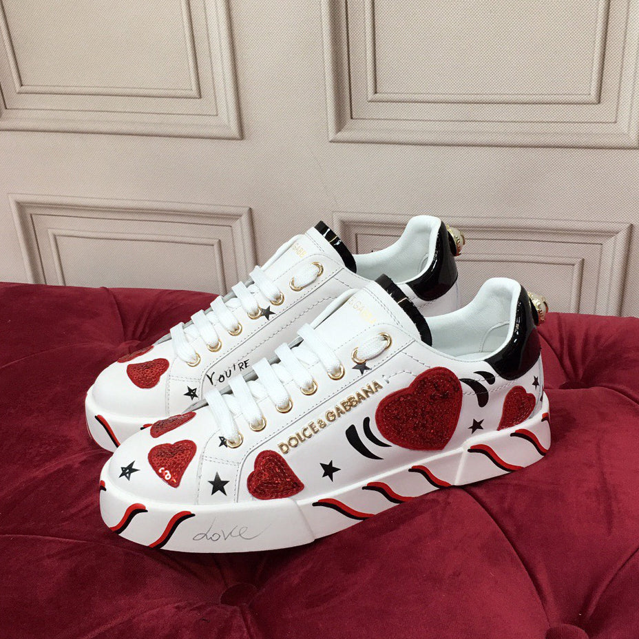 D*G Luxury Genuine Leather Casual Sneakers - Italian Designer Unisex Shoes