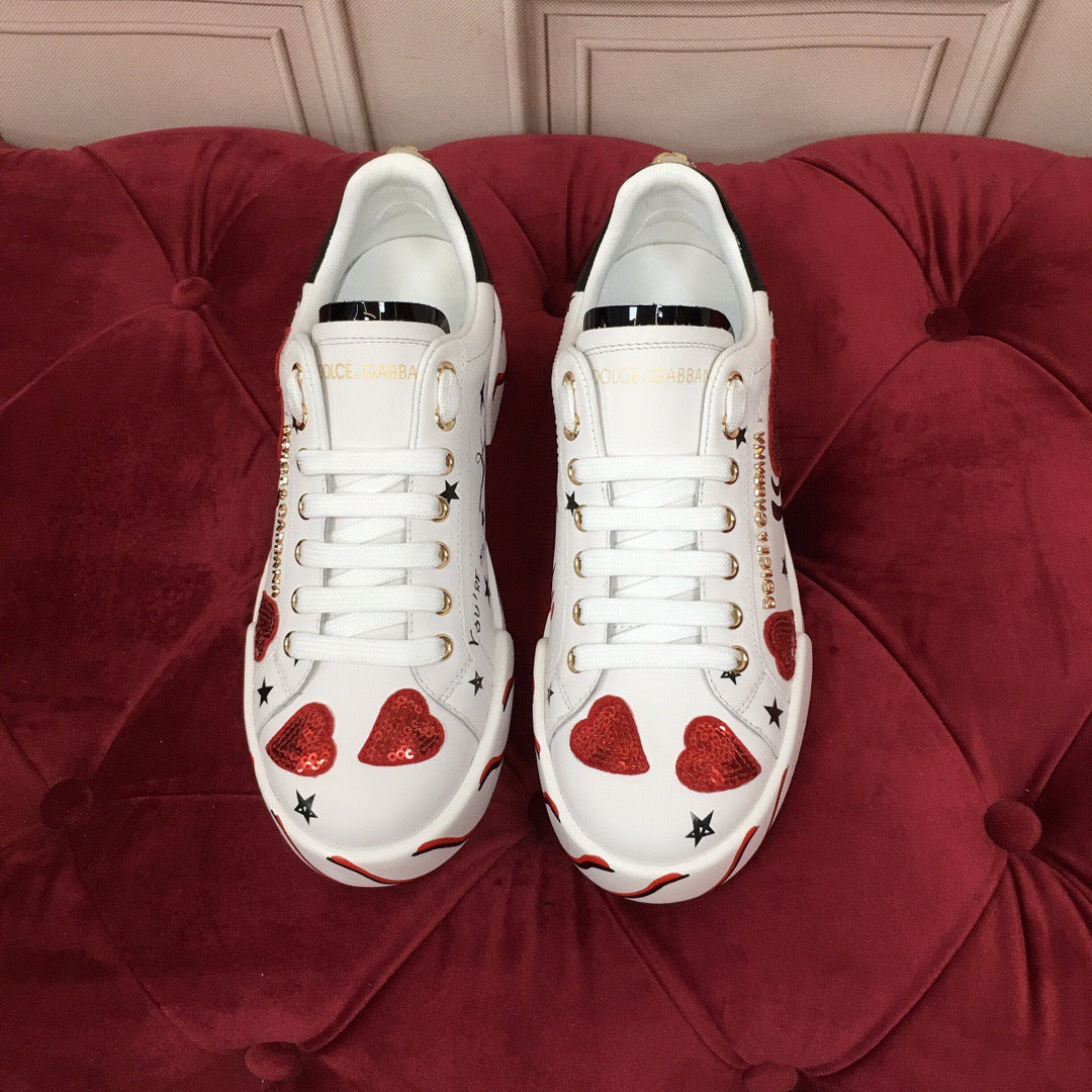 D*G Luxury Genuine Leather Casual Sneakers - Italian Designer Unisex Shoes