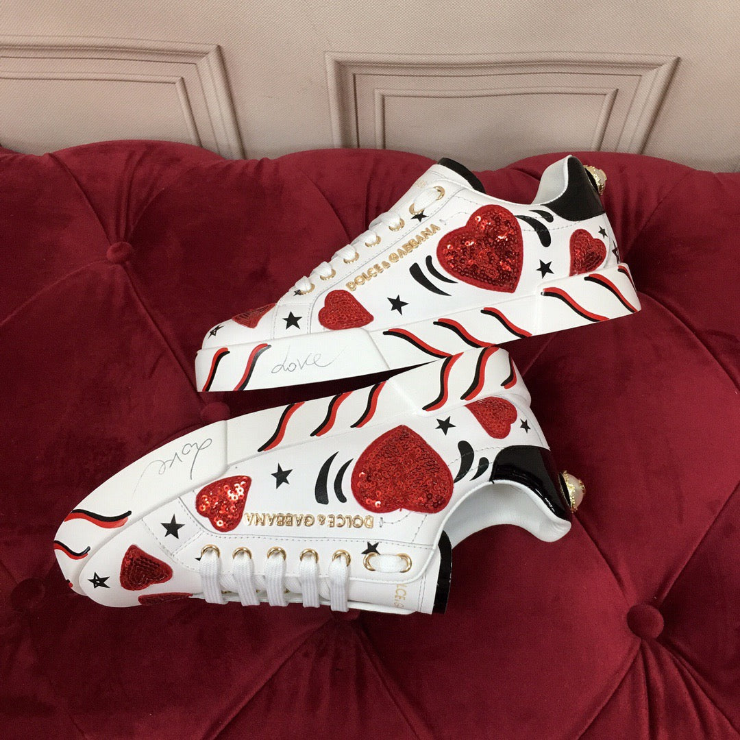 D*G Luxury Genuine Leather Casual Sneakers - Italian Designer Unisex Shoes