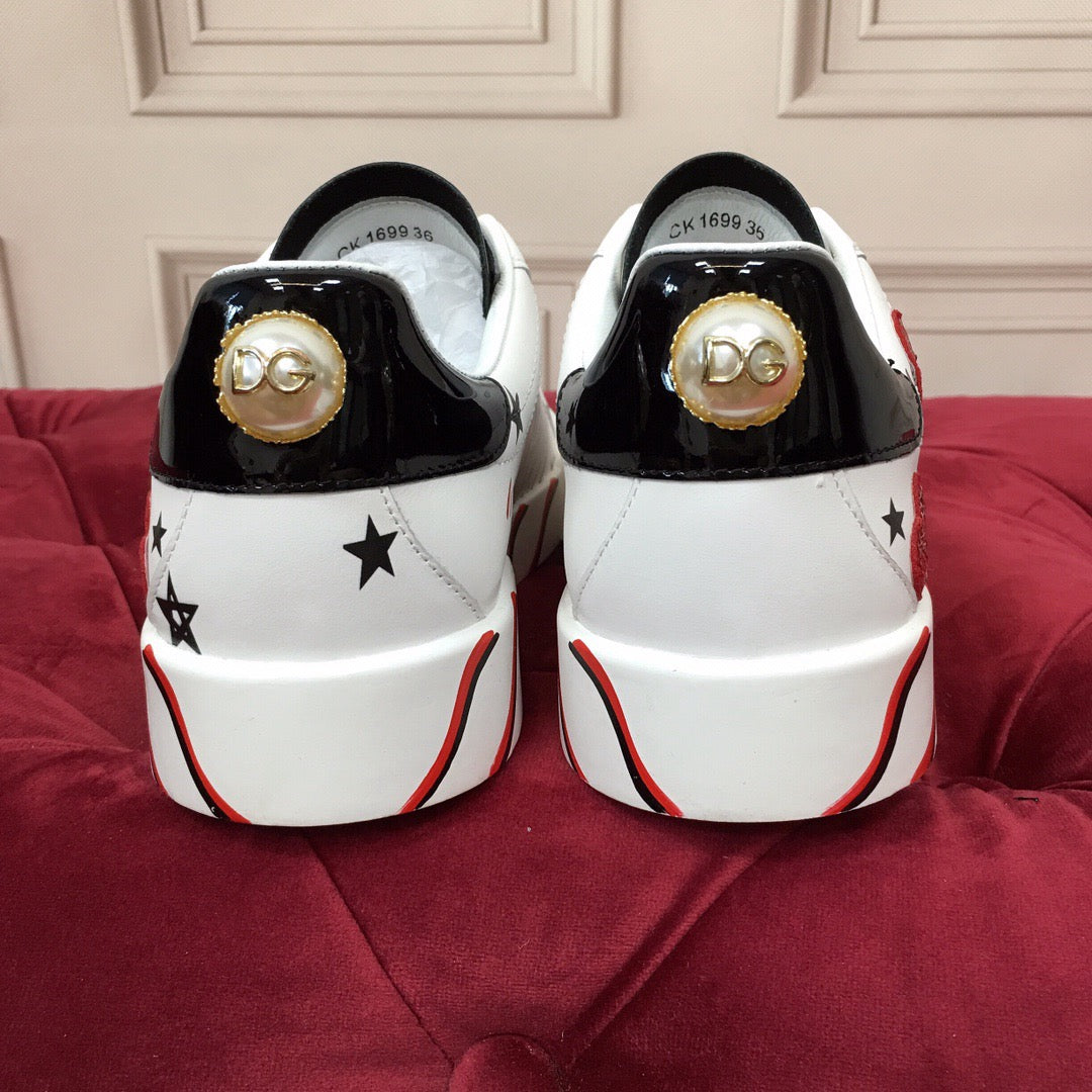 D*G Luxury Genuine Leather Casual Sneakers - Italian Designer Unisex Shoes