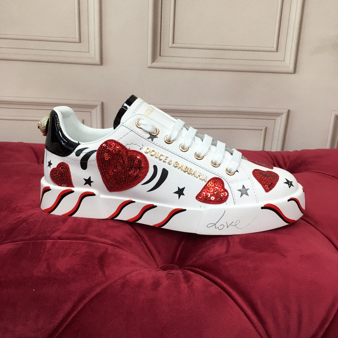 D*G Luxury Genuine Leather Casual Sneakers - Italian Designer Unisex Shoes