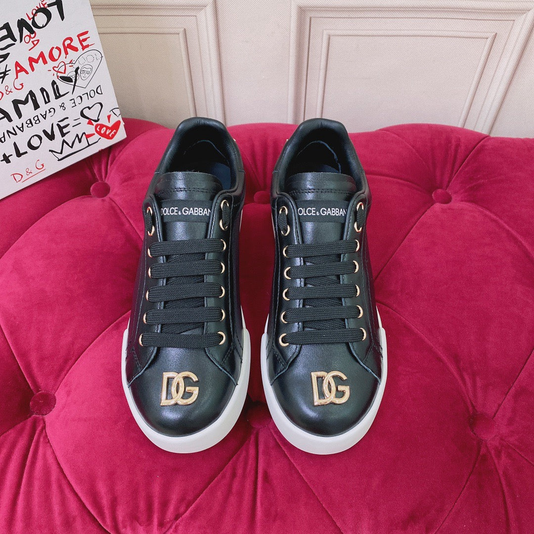 D*G Luxury Genuine Leather Casual Sneakers - Italian Designer Unisex Shoes
