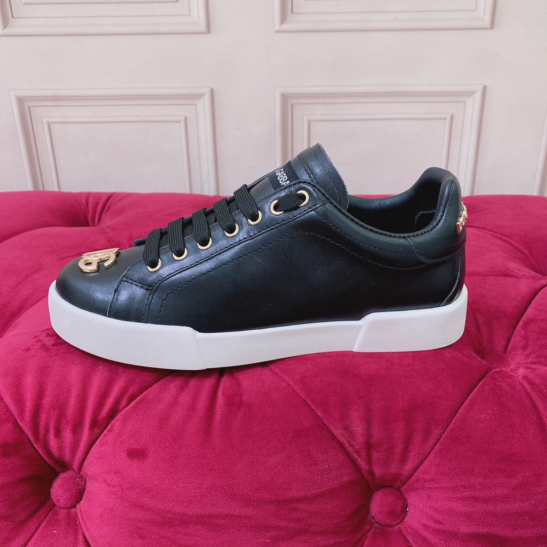 D*G Luxury Genuine Leather Casual Sneakers - Italian Designer Unisex Shoes