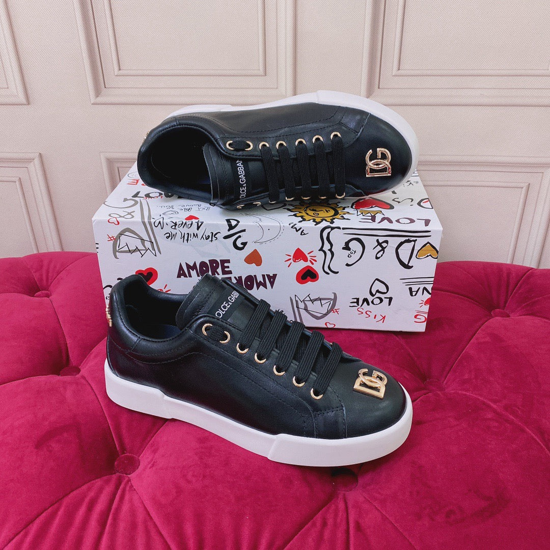 D*G Luxury Genuine Leather Casual Sneakers - Italian Designer Unisex Shoes