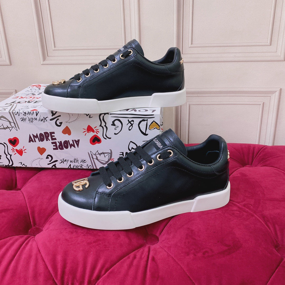 D*G Luxury Genuine Leather Casual Sneakers - Italian Designer Unisex Shoes