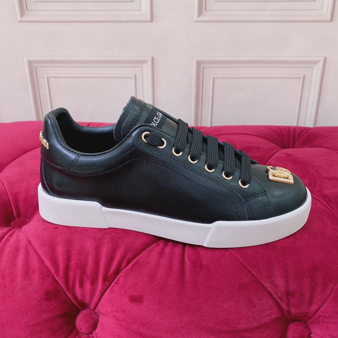 D*G Luxury Genuine Leather Casual Sneakers - Italian Designer Unisex Shoes