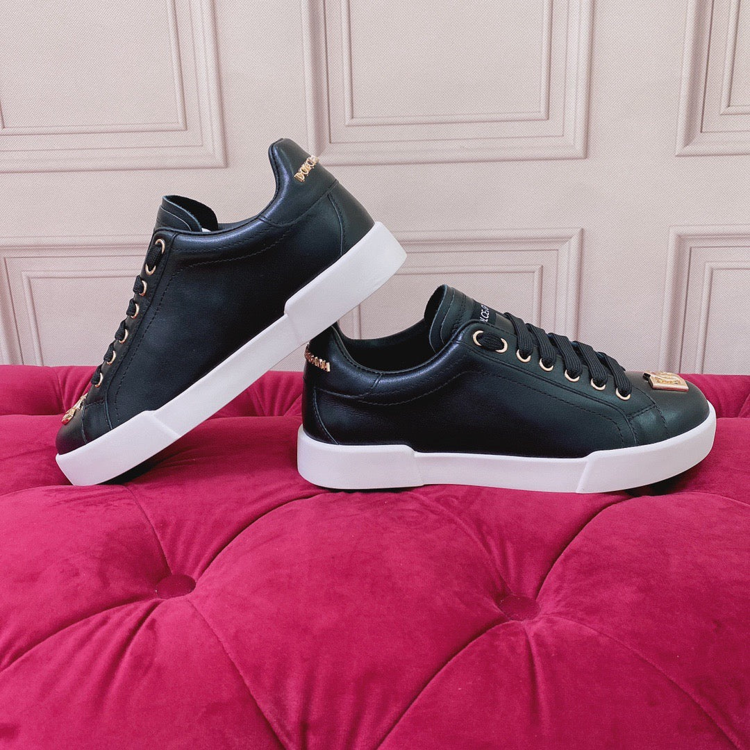 D*G Luxury Genuine Leather Casual Sneakers - Italian Designer Unisex Shoes