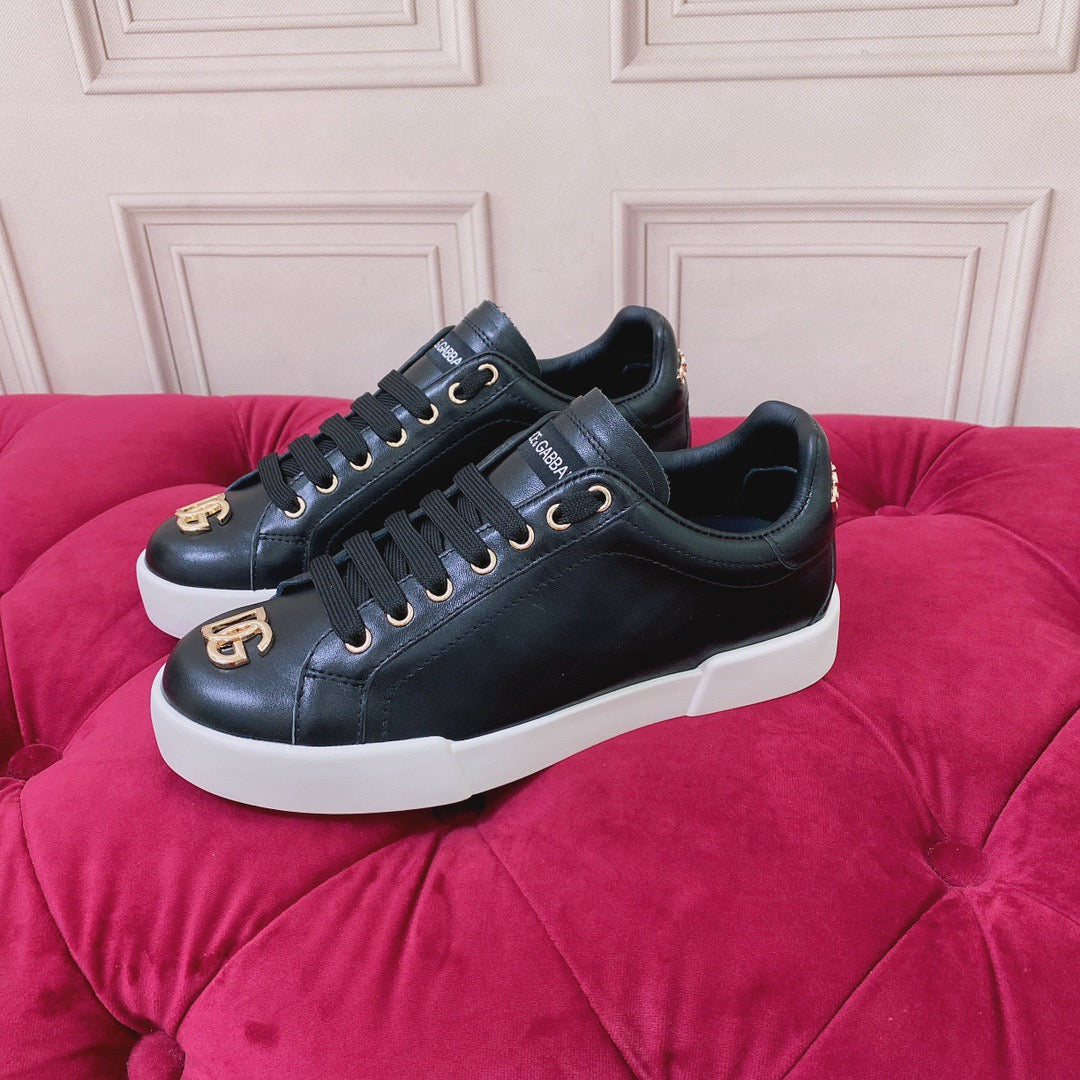 D*G Luxury Genuine Leather Casual Sneakers - Italian Designer Unisex Shoes