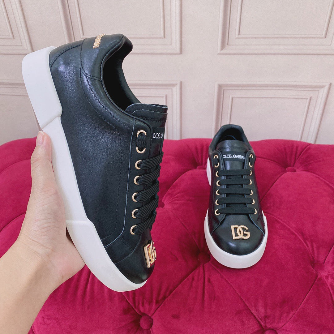 D*G Luxury Genuine Leather Casual Sneakers - Italian Designer Unisex Shoes