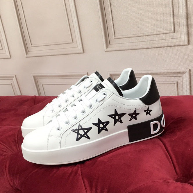 D*G Luxury Genuine Leather Casual Sneakers - Italian Designer Unisex Shoes