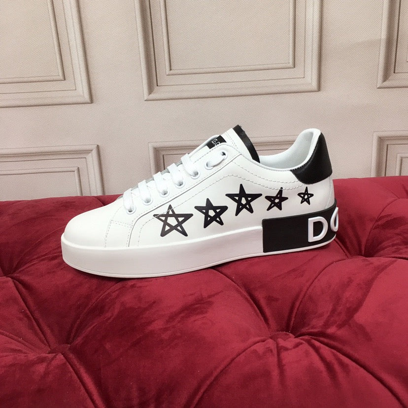 D*G Luxury Genuine Leather Casual Sneakers - Italian Designer Unisex Shoes