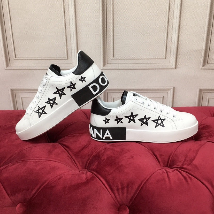 D*G Luxury Genuine Leather Casual Sneakers - Italian Designer Unisex Shoes