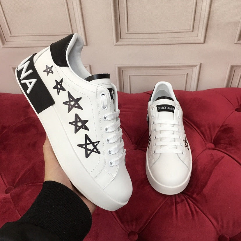 D*G Luxury Genuine Leather Casual Sneakers - Italian Designer Unisex Shoes