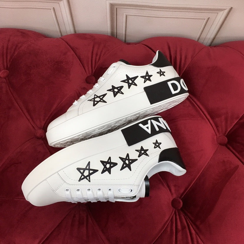 D*G Luxury Genuine Leather Casual Sneakers - Italian Designer Unisex Shoes