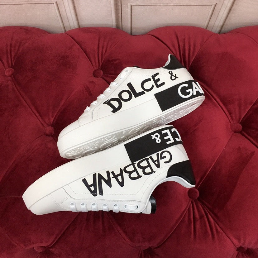 D*G Luxury Genuine Leather Casual Sneakers - Italian Designer Unisex Shoes