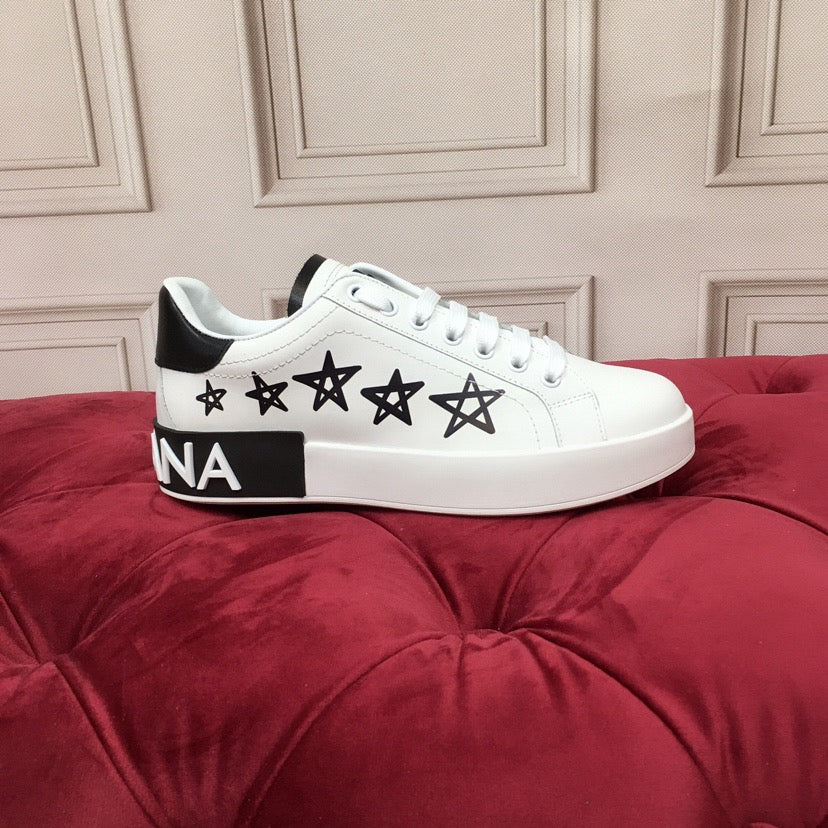 D*G Luxury Genuine Leather Casual Sneakers - Italian Designer Unisex Shoes