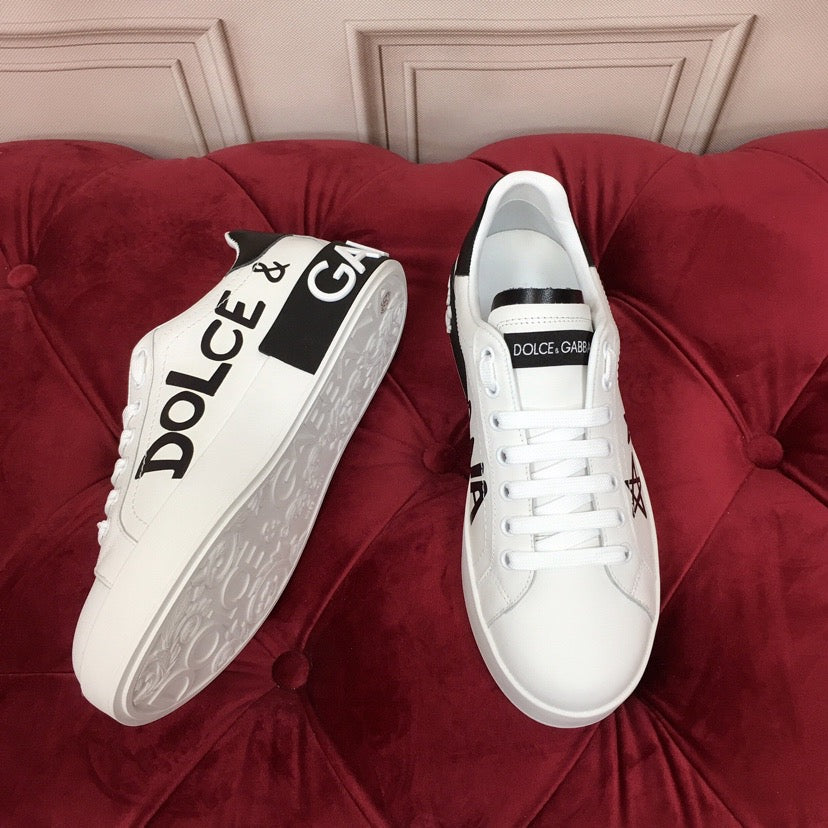 D*G Luxury Genuine Leather Casual Sneakers - Italian Designer Unisex Shoes