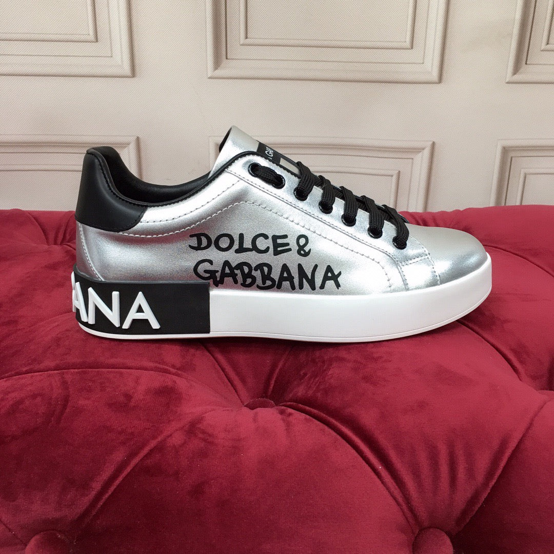 D*G Luxury Genuine Leather Casual Sneakers - Italian Designer Unisex Shoes