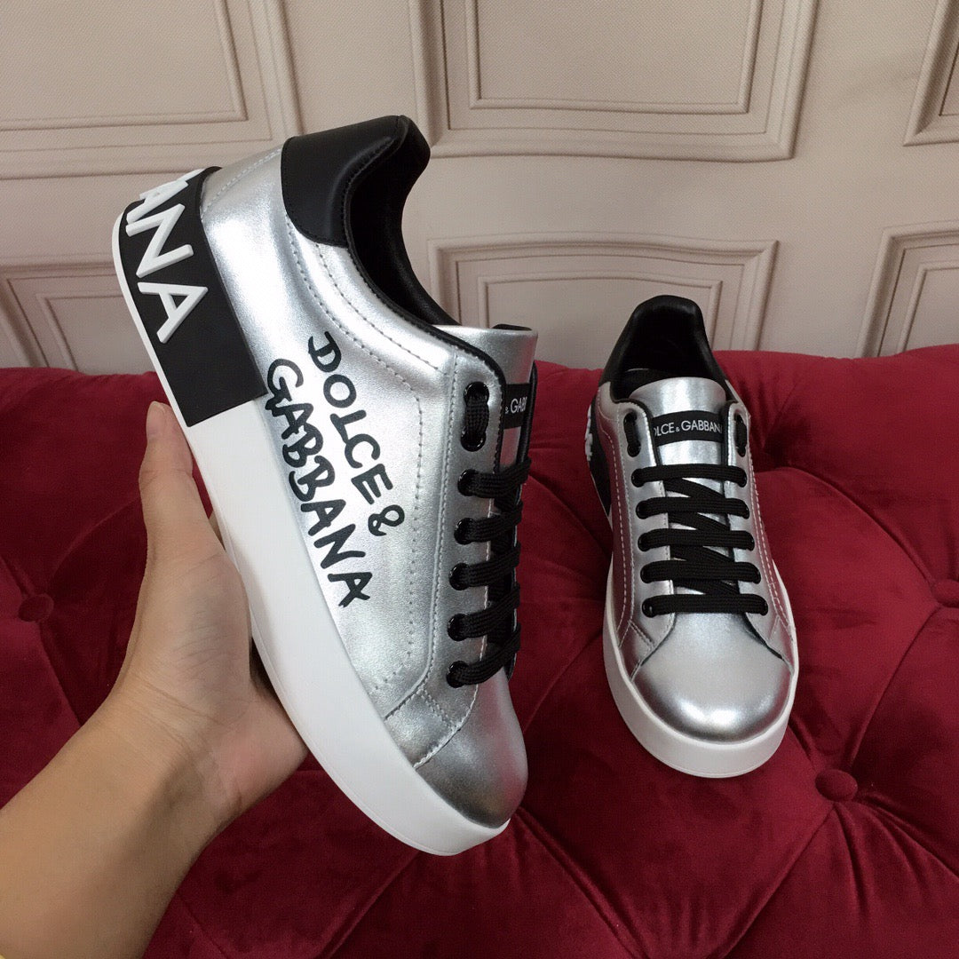 D*G Luxury Genuine Leather Casual Sneakers - Italian Designer Unisex Shoes