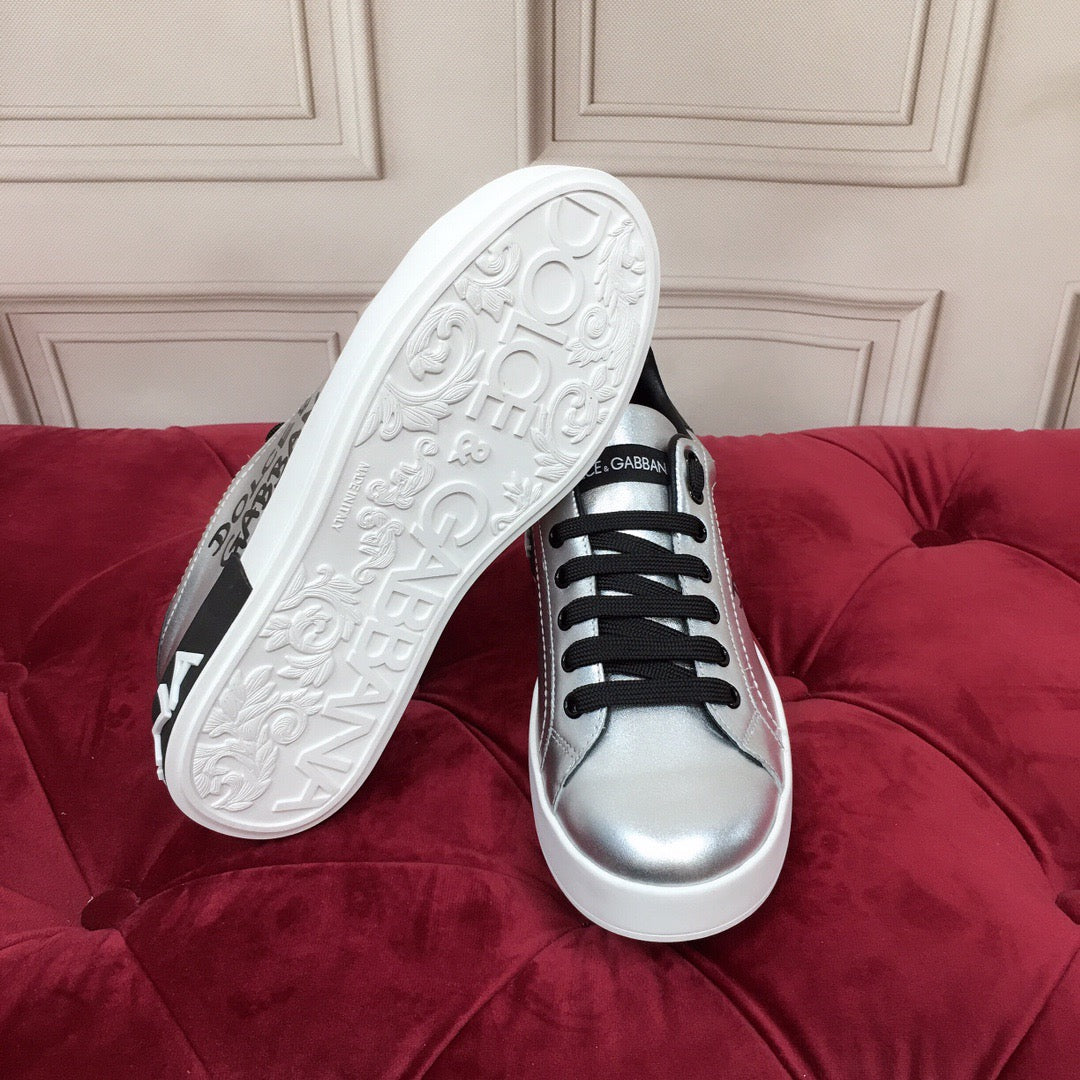 D*G Luxury Genuine Leather Casual Sneakers - Italian Designer Unisex Shoes