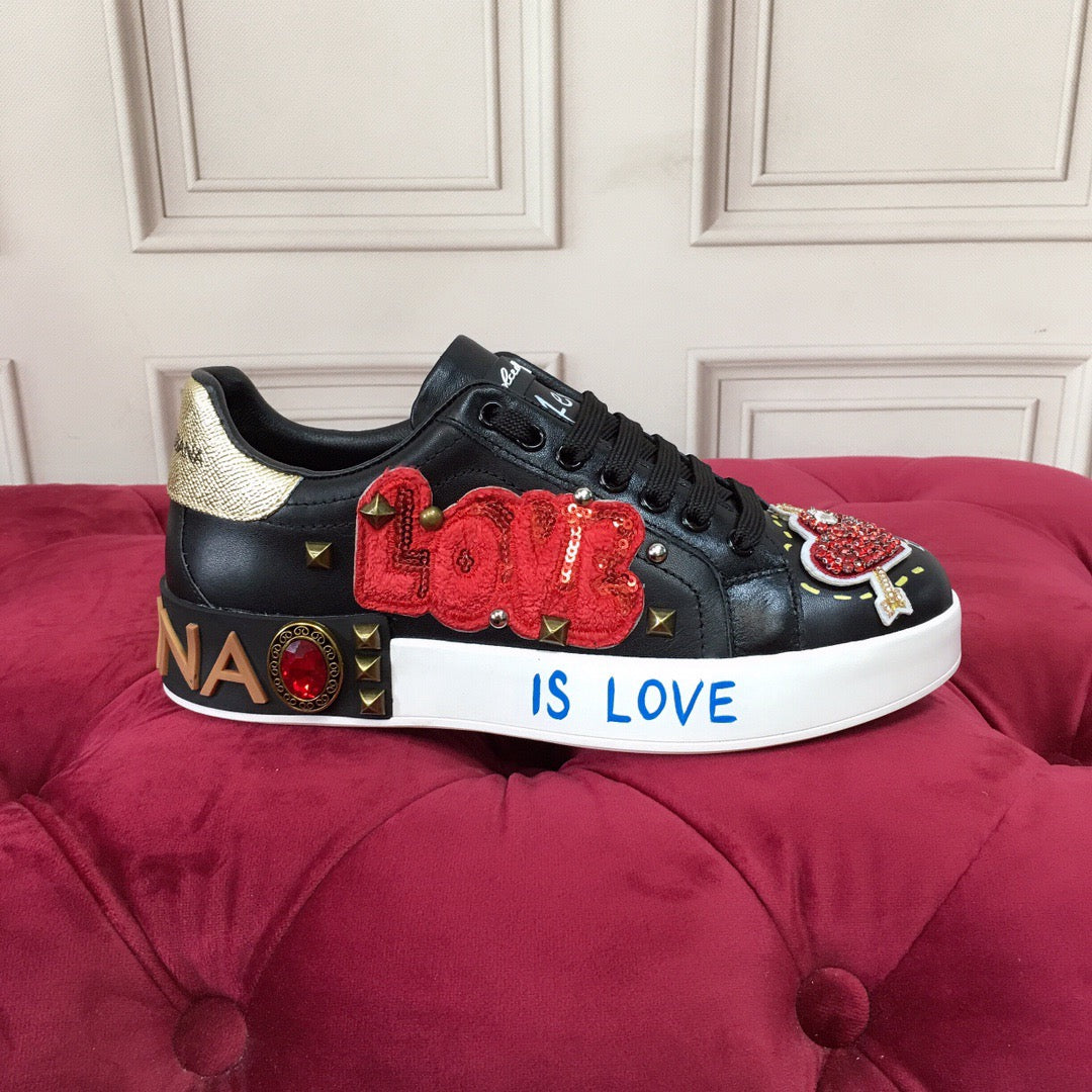 D*G Luxury Genuine Leather Casual Sneakers - Italian Designer Unisex Shoes