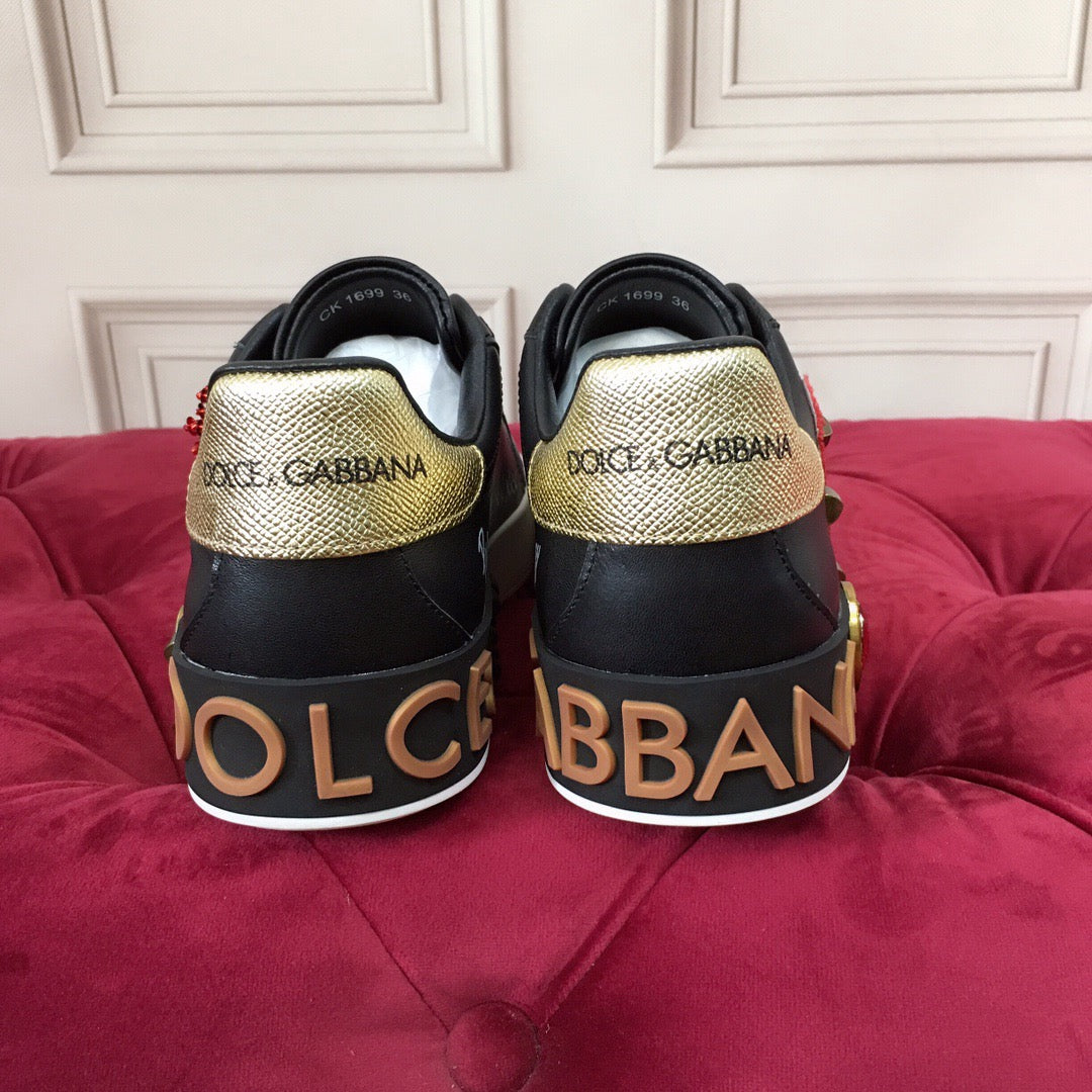 D*G Luxury Genuine Leather Casual Sneakers - Italian Designer Unisex Shoes