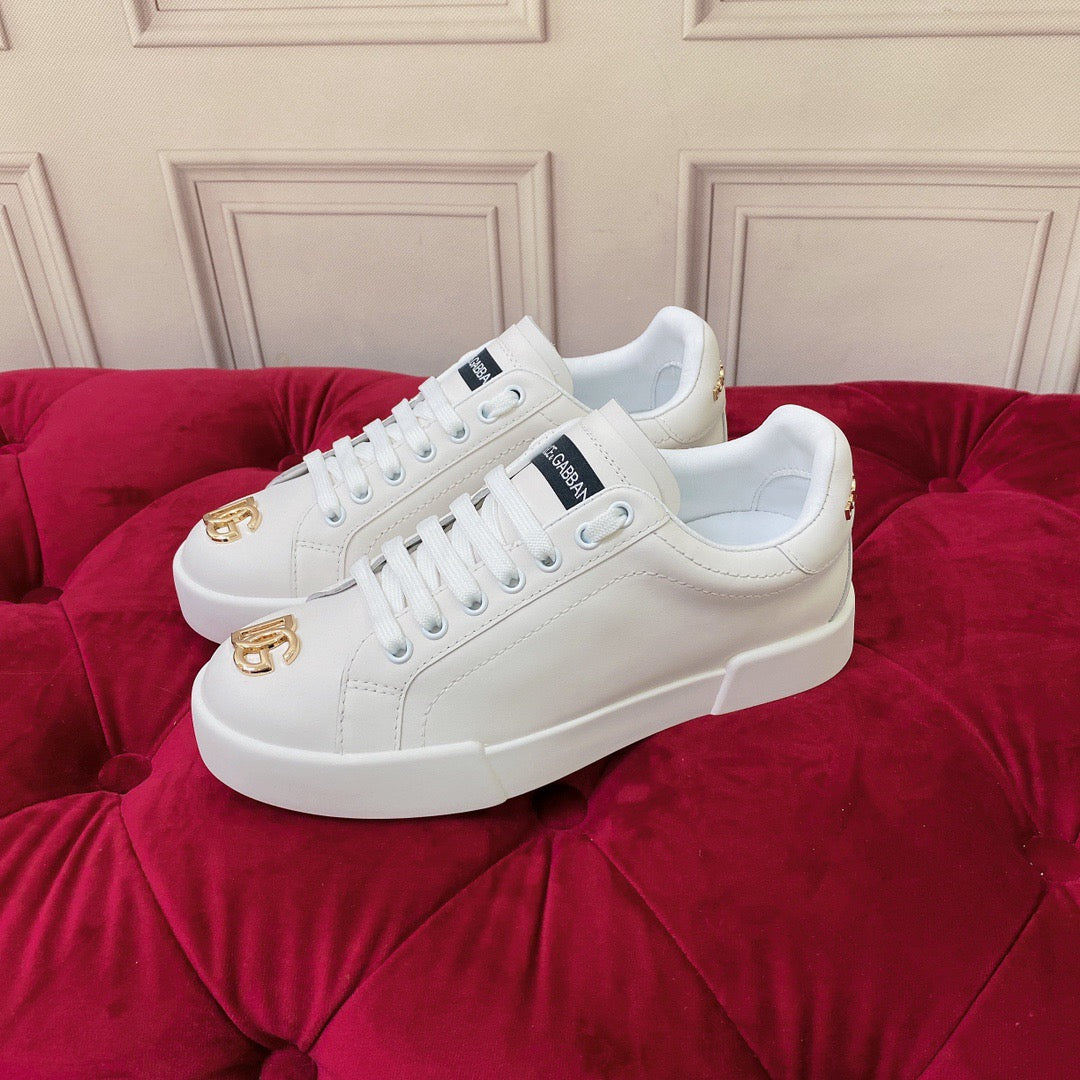 D*G Luxury Genuine Leather Casual Sneakers - Italian Designer Unisex Shoes
