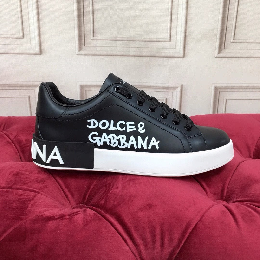 D*G Luxury Genuine Leather Casual Sneakers - Italian Designer Unisex Shoes