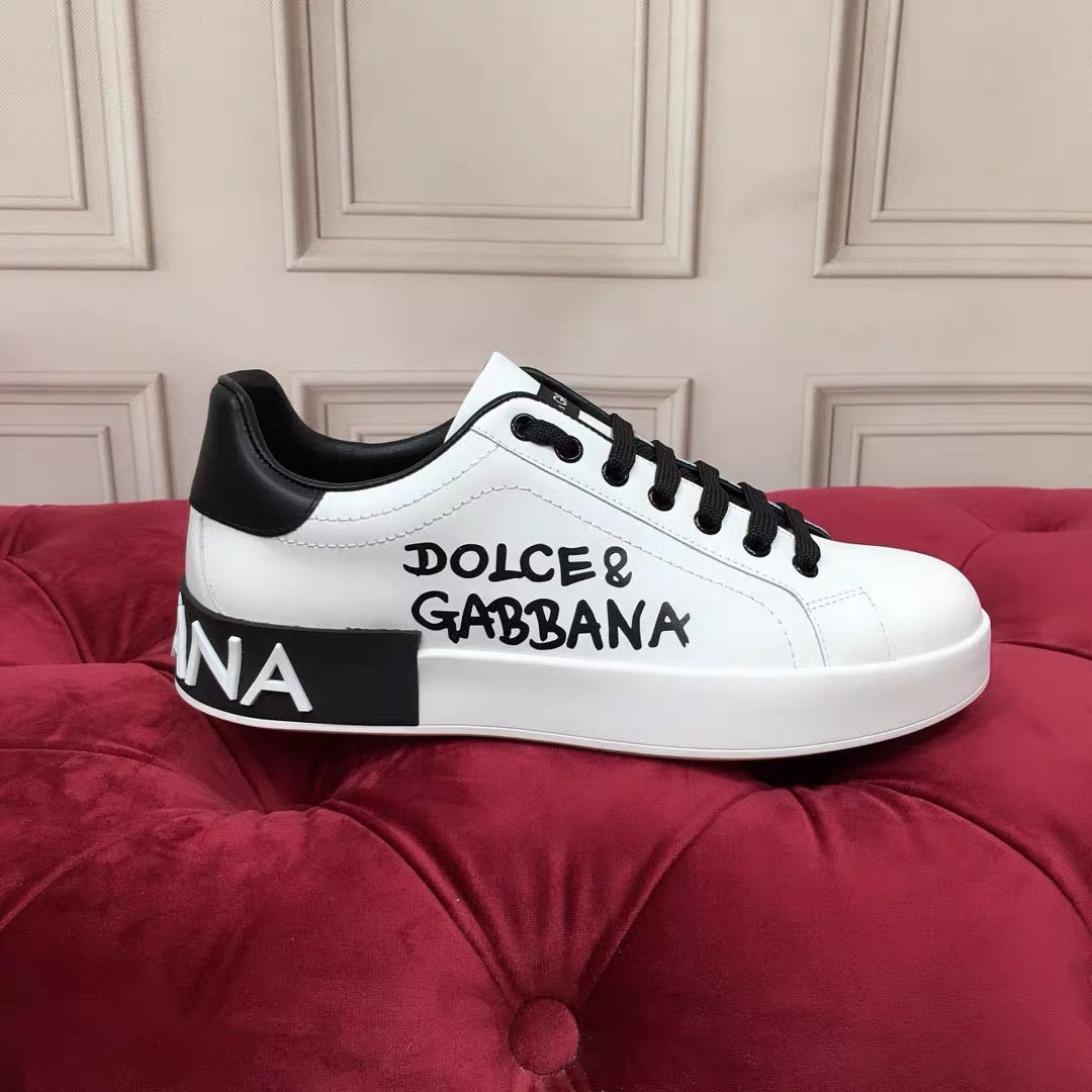 D*G Luxury Genuine Leather Casual Sneakers - Italian Designer Unisex Shoes