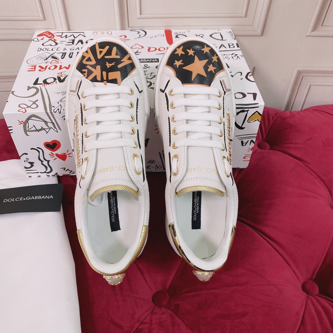 D*G   Luxury Genuine Leather Casual Sneakers - Italian Designer Unisex Shoes