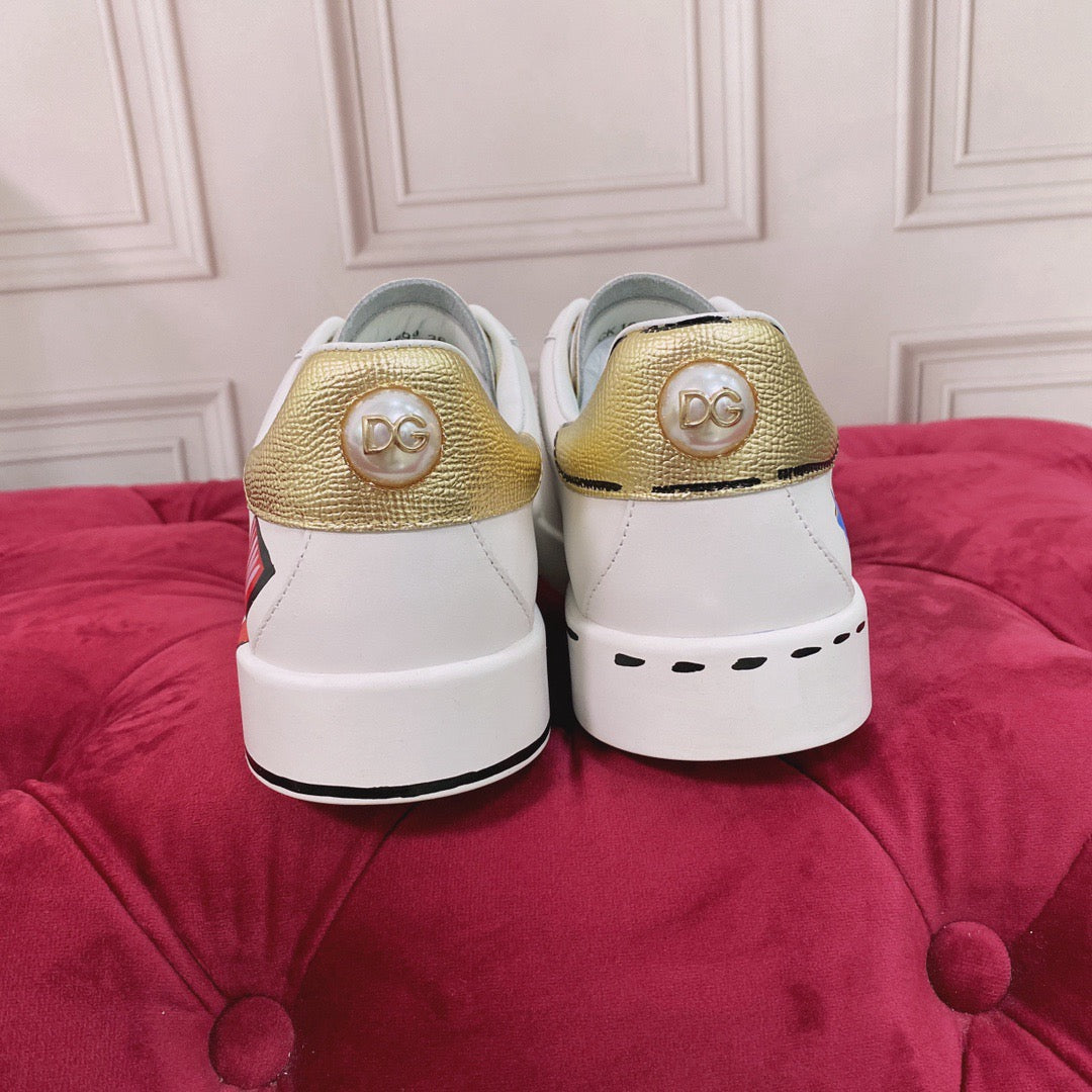 D*G   Luxury Genuine Leather Casual Sneakers - Italian Designer Unisex Shoes