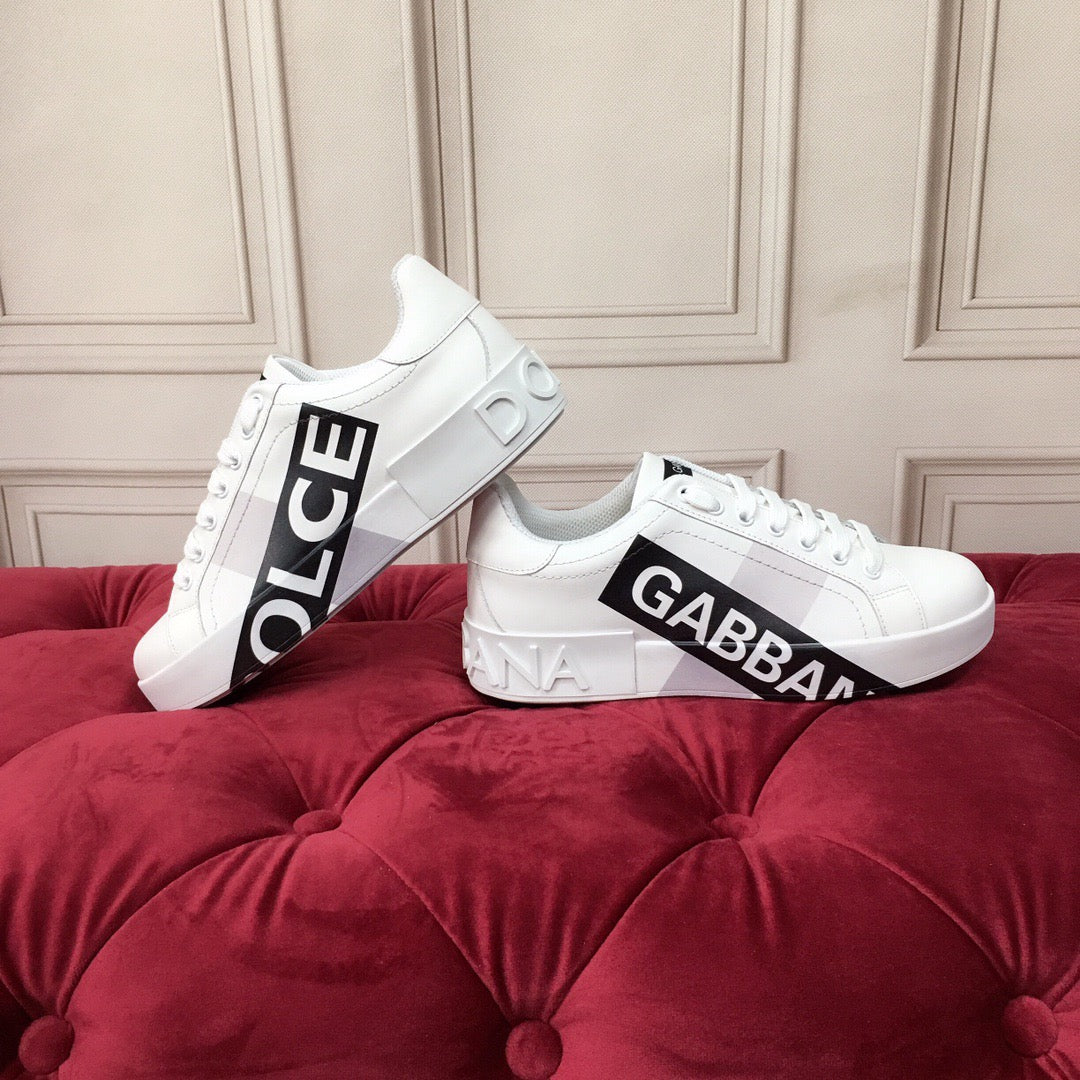 D*G  Premium Leather Casual Sneakers - Designer Unisex Shoes in 2 Colors