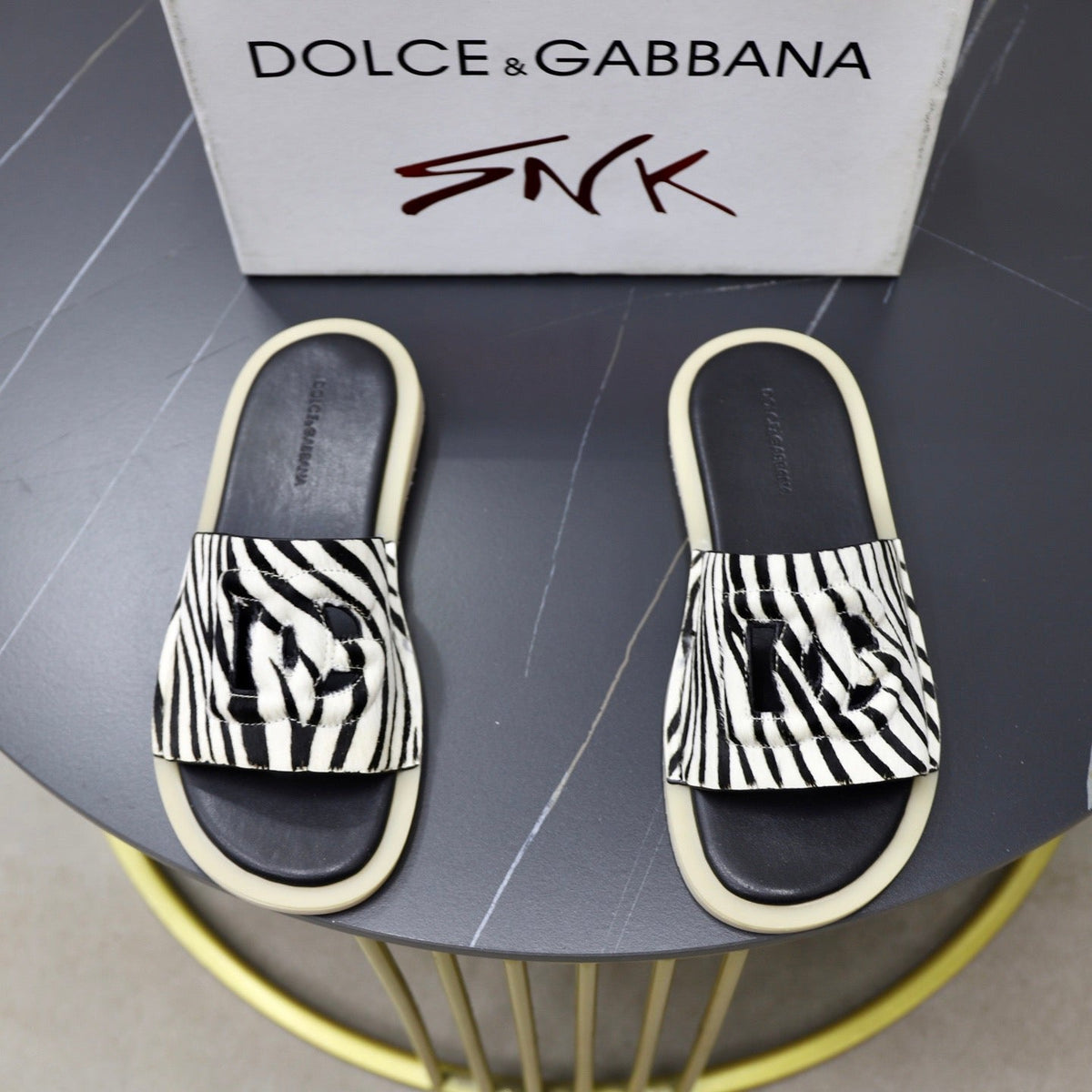 D*G Premium Leather Camouflage Slippers - Designer Men's Slides in 2 Patterns