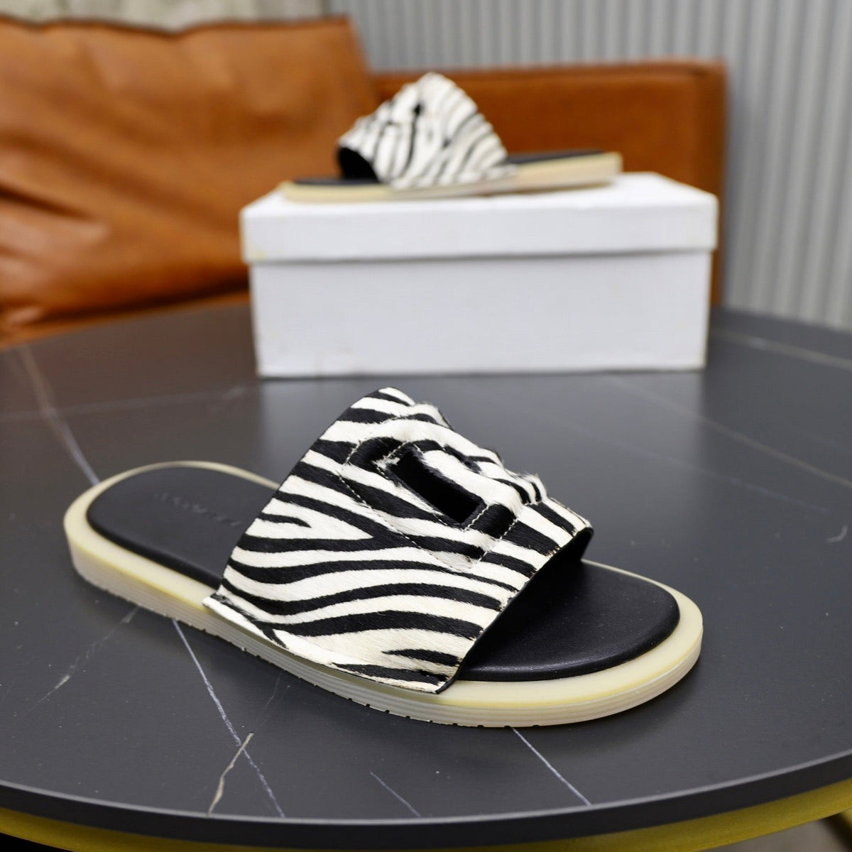 D*G Premium Leather Camouflage Slippers - Designer Men's Slides in 2 Patterns