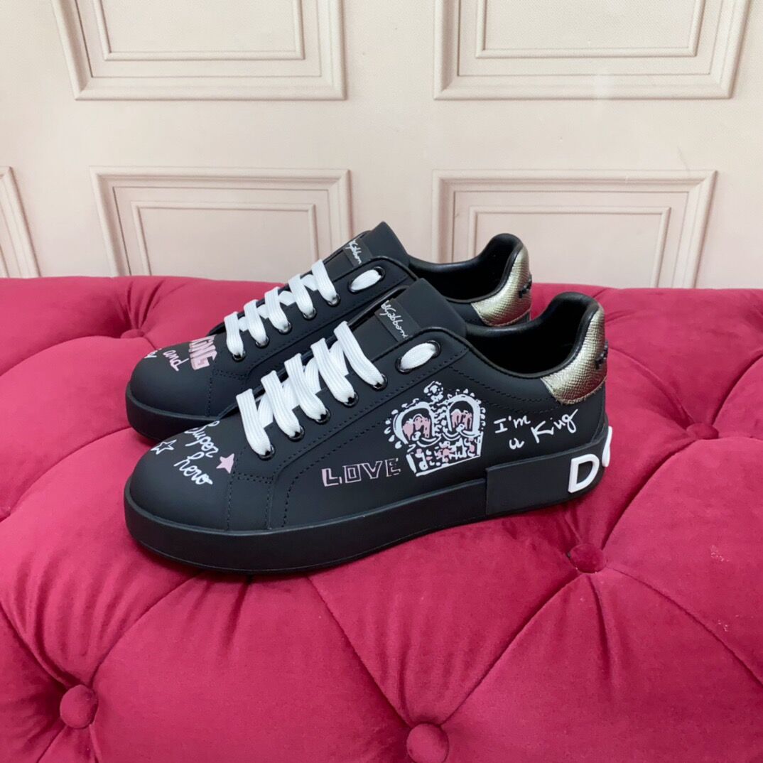 D*G  Luxury Genuine Leather Casual Sneakers - Italian Designer Unisex Shoes