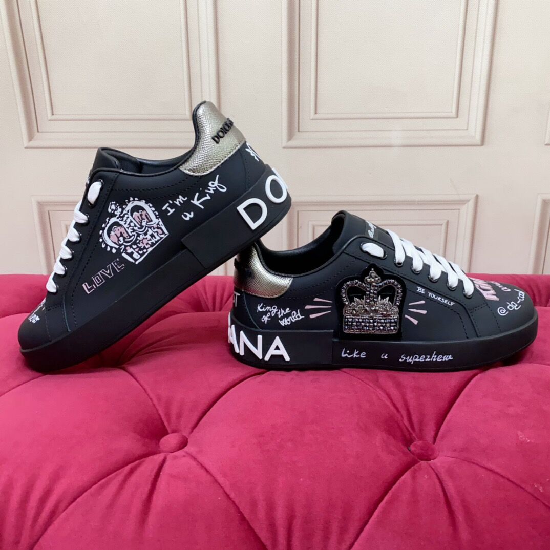 D*G  Luxury Genuine Leather Casual Sneakers - Italian Designer Unisex Shoes
